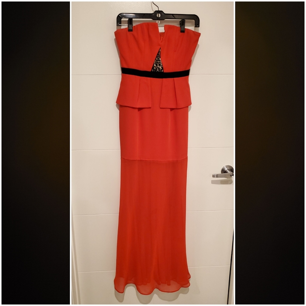 Strapless red dress